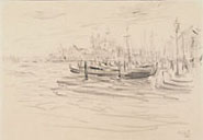 ENRICO CIUTI, A View in Venice, 1946, black chalk